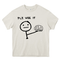 Cream Plz Use It Text Graphic Heavy Core Tee - artisFamous