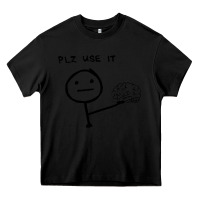 Black Plz Use It Text Graphic Heavy Core Tee - artisFamous