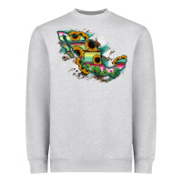 Heather Grey Guerrero Mexico Sunflower Map Heavyweight Sweatshirt - RanaPortraitStore