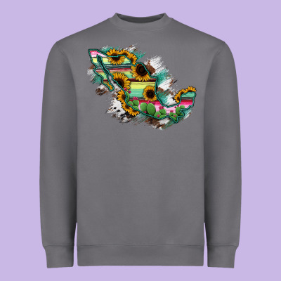 Guerrero Mexico Sunflower Map Heavyweight Sweatshirt Designed By Ranaportraitstore