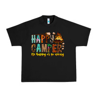 Black Happy Camper Be Happy Or Go Away Urban Heavy Tee - CowhideDigitalArt