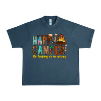 Midnight Navy Happy Camper Be Happy Or Go Away Urban Heavy Tee - CowhideDigitalArt