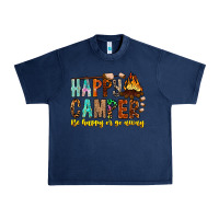 Navy Happy Camper Be Happy Or Go Away Urban Heavy Tee - CowhideDigitalArt