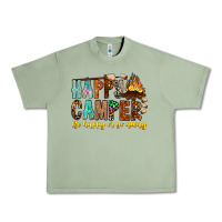 Oil Green Happy Camper Be Happy Or Go Away Urban Heavy Tee - CowhideDigitalArt