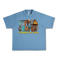 Pebble Blue Happy Camper Be Happy Or Go Away Urban Heavy Tee - CowhideDigitalArt