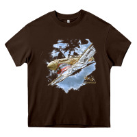 Chocolate Brown flying tigers Heavy Core Tee - artisFamous