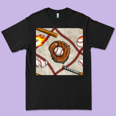 Baseball Glove And Bat Seamless Pattern Premium Tee Designed By Bundleandbundleshop