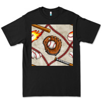 Black baseball glove and bat seamless pattern Premium Tee - BundleAndBundleShop