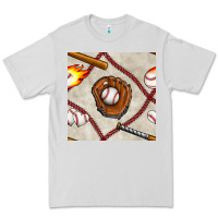 Dove Grey baseball glove and bat seamless pattern Premium Tee - BundleAndBundleShop