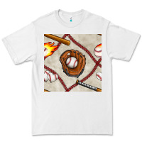 White baseball glove and bat seamless pattern Premium Tee - BundleAndBundleShop