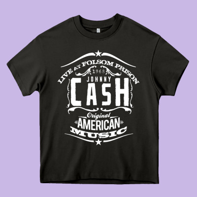 Johnny Cash Music Heavy Core Tee Designed By Artisfamous