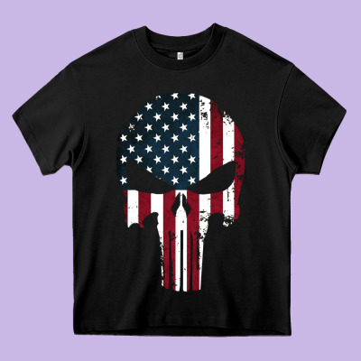 The Punisher American Flag Heavy Core Tee Designed By Artisfamous
