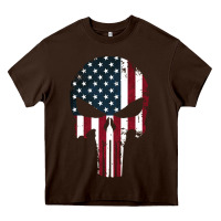 Chocolate Brown the punisher american flag Heavy Core Tee - artisFamous