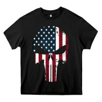 Black the punisher american flag Heavy Core Tee - artisFamous