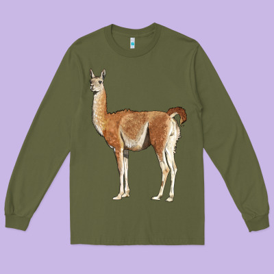 Guanaco Llama Long Sleeve Tee Designed By Lillyallendesigns