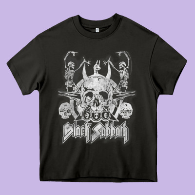 Black Sab.bath Official Vintage Dancing Skele Heavy Core Tee Designed By Artisfamous