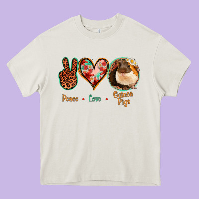 Peace Love Guinea Pigs Heavy Core Tee Designed By Jasminsmagicworld