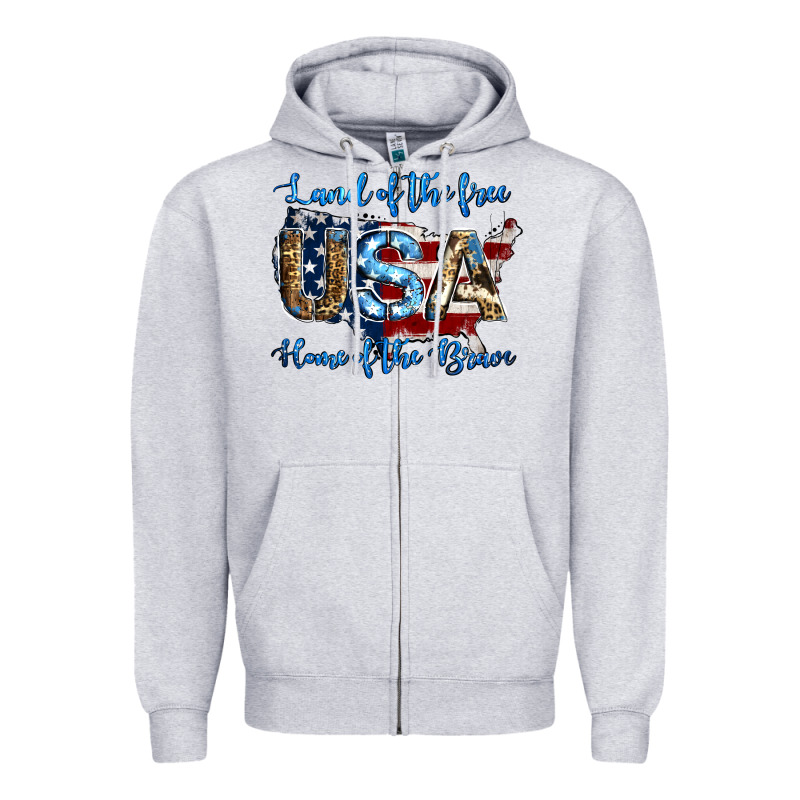Land Of The Free Home Of The Brave American Flag Background Zipper Hoodie by Jasminsmagicworld | Teevron