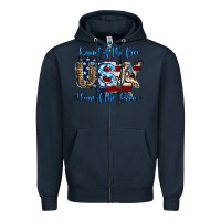 Navy land of the free home of the brave american flag background Zipper Hoodie - Jasminsmagicworld