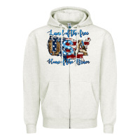 Oatmeal Heather land of the free home of the brave american flag background Zipper Hoodie - Jasminsmagicworld