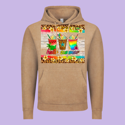 Hello Summer Ice Coffee Vintage Hoodie Designed By Artiststas