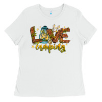 White Love Camping Ladies Tee - CowhideDigitalArt