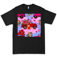Black valentines day truck and cupid in the sky seamless pattern Premium Tee - BundleAndBundleShop