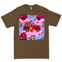 Cacao valentines day truck and cupid in the sky seamless pattern Premium Tee - BundleAndBundleShop