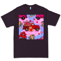 Plum valentines day truck and cupid in the sky seamless pattern Premium Tee - BundleAndBundleShop