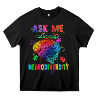 Black Ask me about neurodiversity Heavy Core Tee - FaDigitalArtStudio