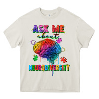 Cream Ask me about neurodiversity Heavy Core Tee - FaDigitalArtStudio