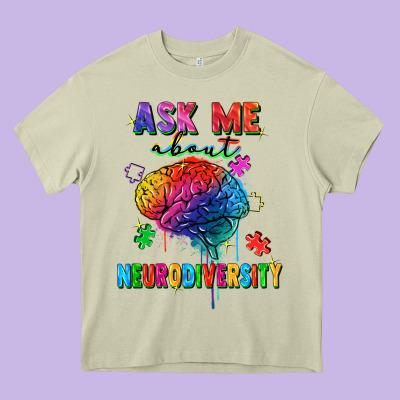 Ask Me About Neurodiversity Heavy Core Tee Designed By Fadigitalartstudio