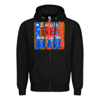 Black land of the free th of july brushstroke Zipper Hoodie - Jasminsmagicworld