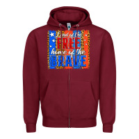 Burgundy land of the free th of july brushstroke Zipper Hoodie - Jasminsmagicworld