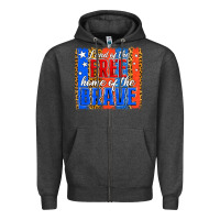 Charcoal Heather land of the free th of july brushstroke Zipper Hoodie - Jasminsmagicworld