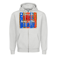 Dove Grey land of the free th of july brushstroke Zipper Hoodie - Jasminsmagicworld