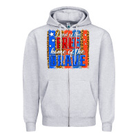 Heather Grey land of the free th of july brushstroke Zipper Hoodie - Jasminsmagicworld