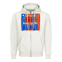 Oatmeal Heather land of the free th of july brushstroke Zipper Hoodie - Jasminsmagicworld