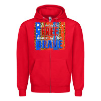 Red land of the free th of july brushstroke Zipper Hoodie - Jasminsmagicworld