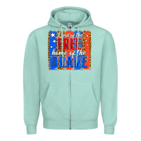 Seafoam land of the free th of july brushstroke Zipper Hoodie - Jasminsmagicworld