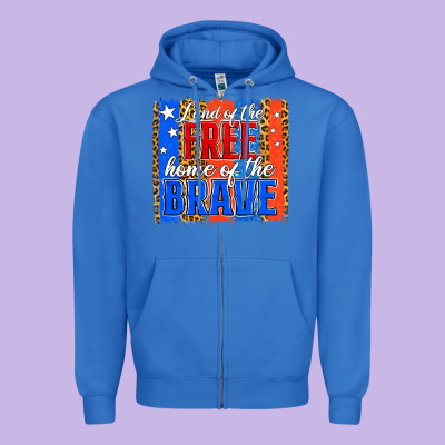 Land Of The Free Th Of July Brushstroke Zipper Hoodie Designed By Jasminsmagicworld