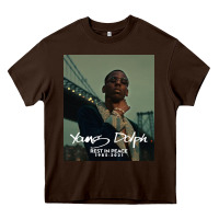 Chocolate Brown Rest in Peace Young Dolph Heavy Core Tee - artisFamous