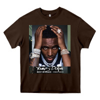 Chocolate Brown Rest in Peace Young Dolph Heavy Core Tee - artisFamous