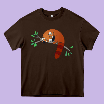Red Panda Sleeping Heavy Core Tee Designed By Artisfamous