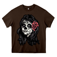 Chocolate Brown sugar skull lady Heavy Core Tee - artisFamous