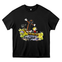 Black calvin and hobbes bill watterson Heavy Core Tee - artisFamous
