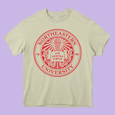Northeastern University Heavy Core Tee Designed By Artisfamous
