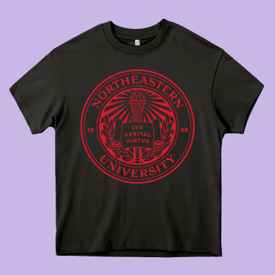 Northeastern University Heavy Core Tee Designed By Artisfamous