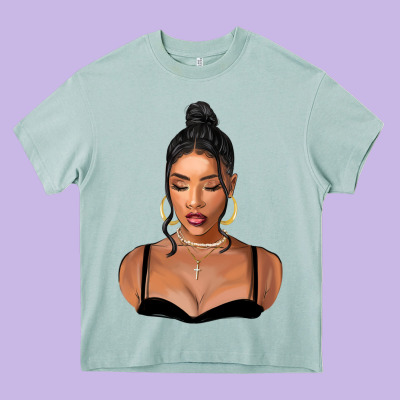 Black Woman Heavy Core Tee Designed By Fadigitalartstudio