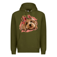 Army Green cockapoo floral pink glitter Premium Hoodie - Jasminsmagicworld